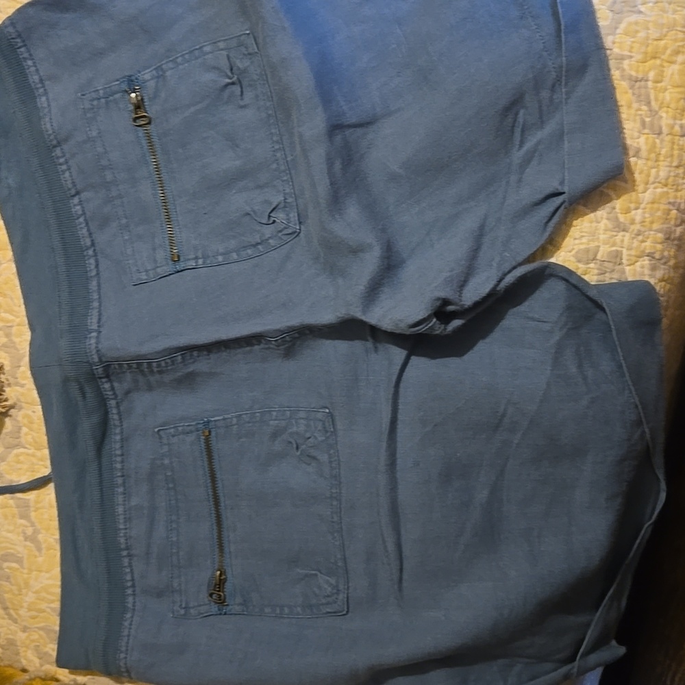 XCVI Women's Slate Blue Linen Shorts - Picture 3 of 5